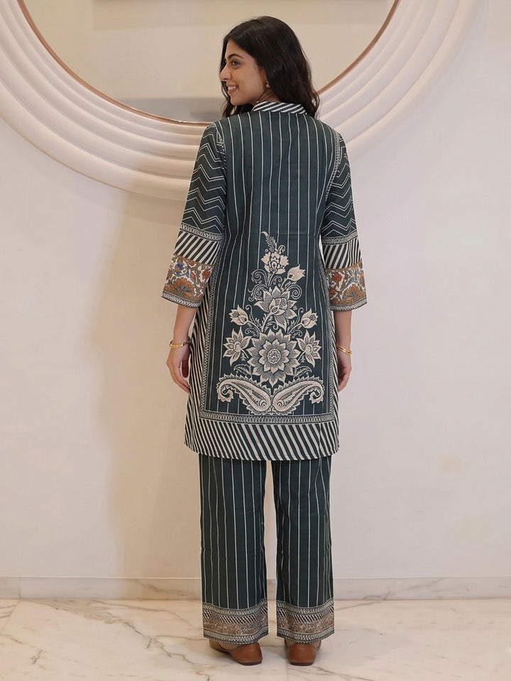 Black Printed Crepe Kurta Set