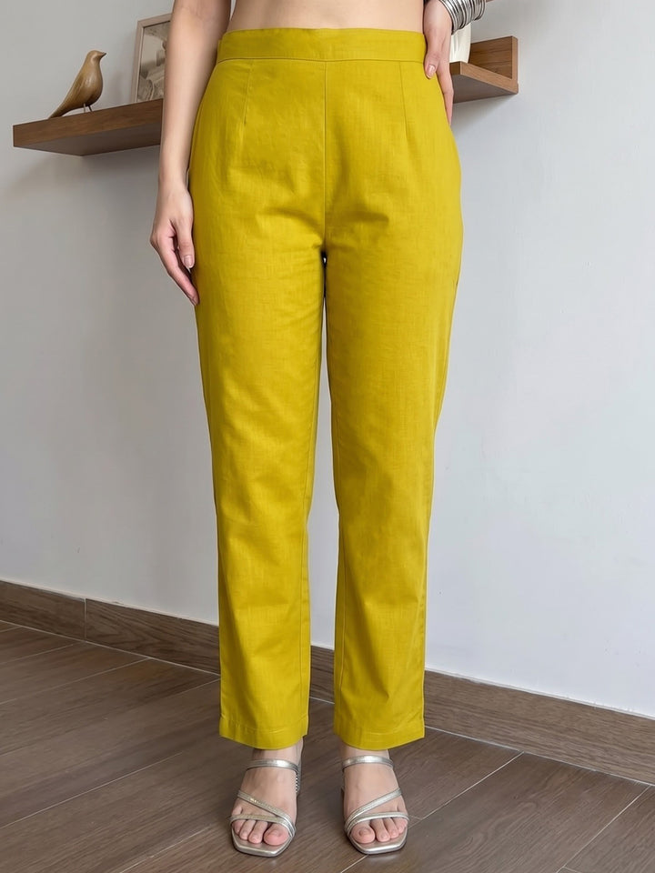 Yellow Printed Cotton Blend Kurta With Pant &amp; Dupatta