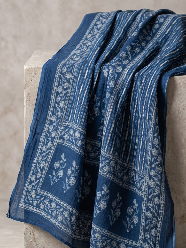 Blue Printed Cotton Blend Kurta With Pant &amp; Dupatta