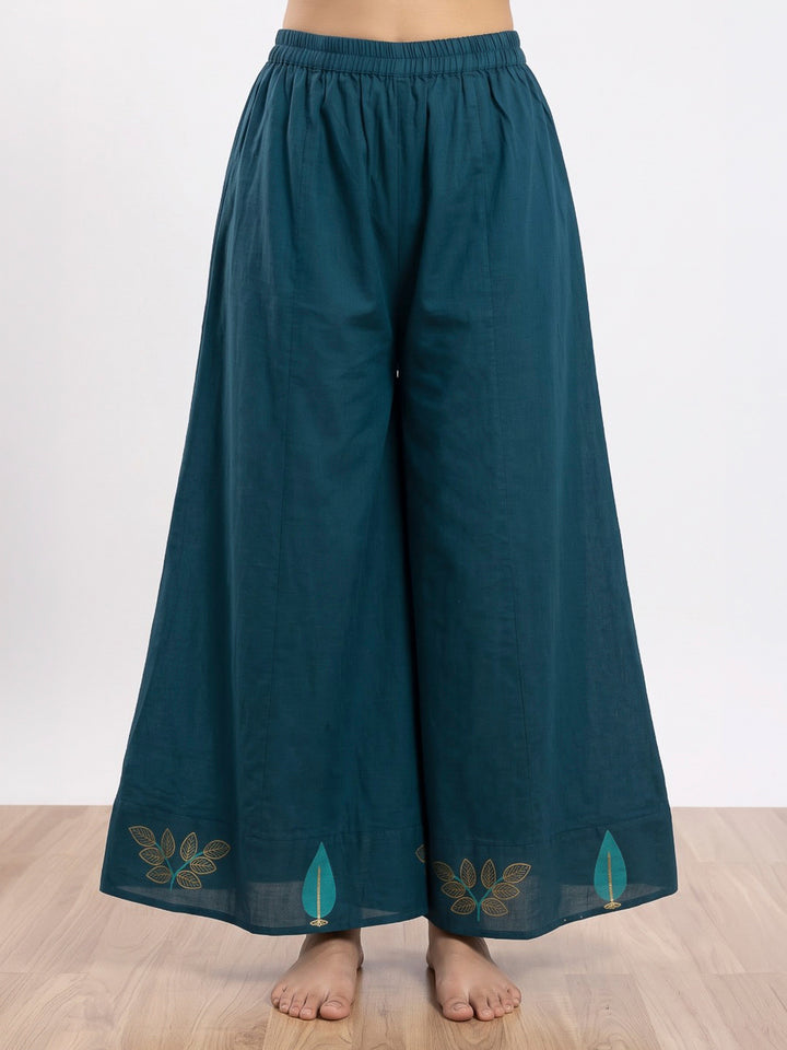 Blue Printed Cotton Blend Kurta With Pant &amp; Dupatta