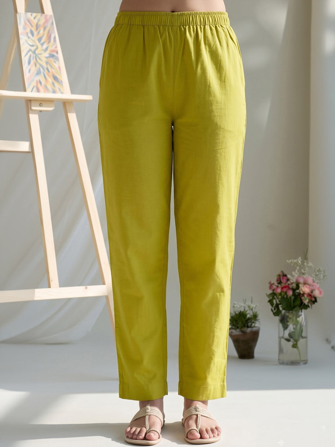 Mustard Embroidered Cotton Blend Kurta With Pant &amp; Dupatta