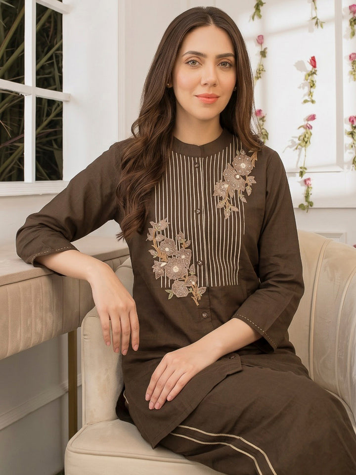 Mehndi Printed Cotton Blend Kurta Set