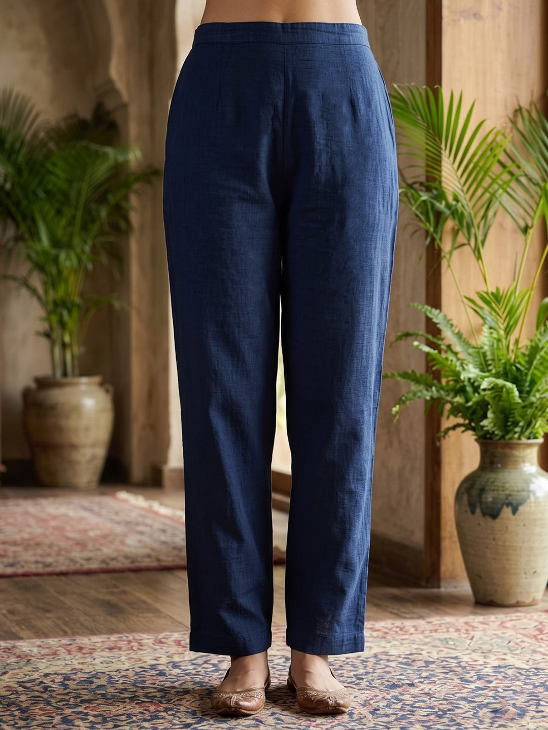 Blue Printed Cotton Blend Kurta With Pant &amp; Dupatta