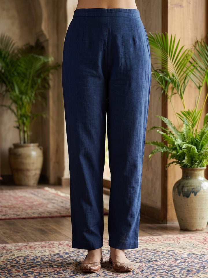 Blue Printed Cotton Blend Kurta With Pant &amp; Dupatta