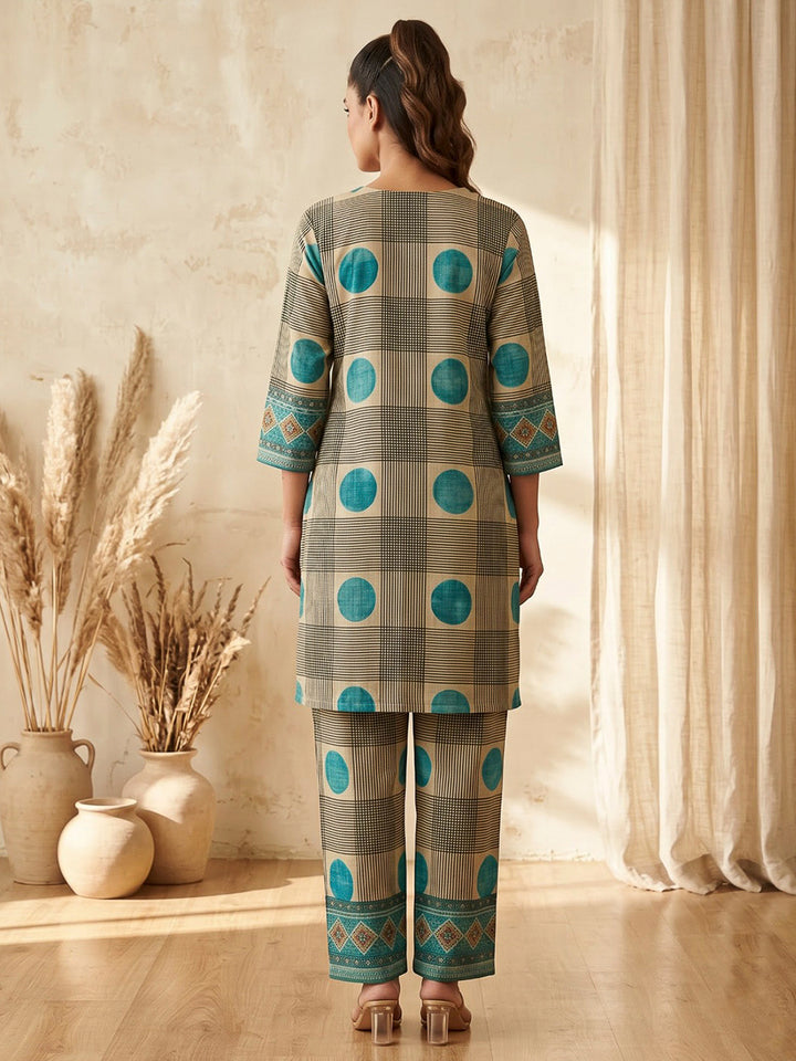 Blue Printed Art Silk Kurta Set