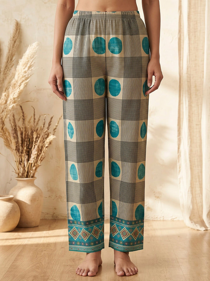 Blue Printed Art Silk Kurta Set