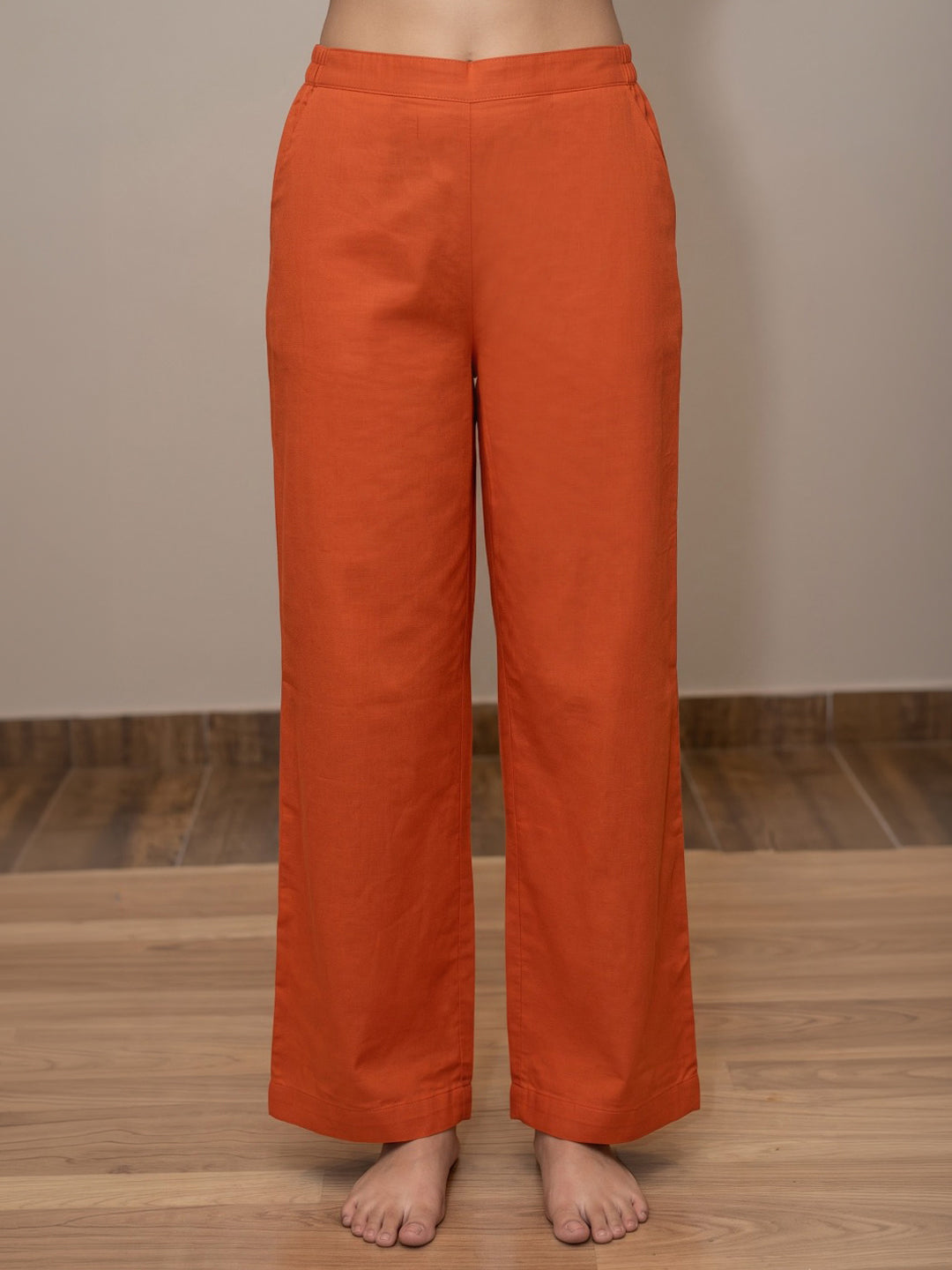 Rust Printed Cotton Blend Kurta With Pant &amp; Dupatta