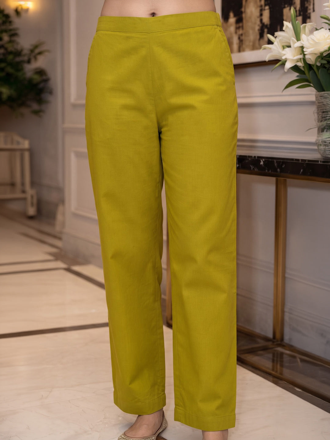 Yellow Printed Cotton Blend Kurta With Pant &amp; Dupatta