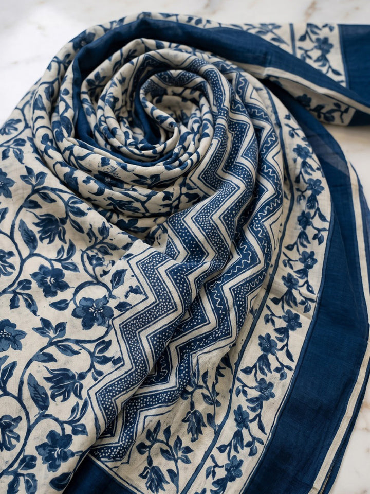 Blue Printed Cotton Blend Kurta With Pant &amp; Dupatta