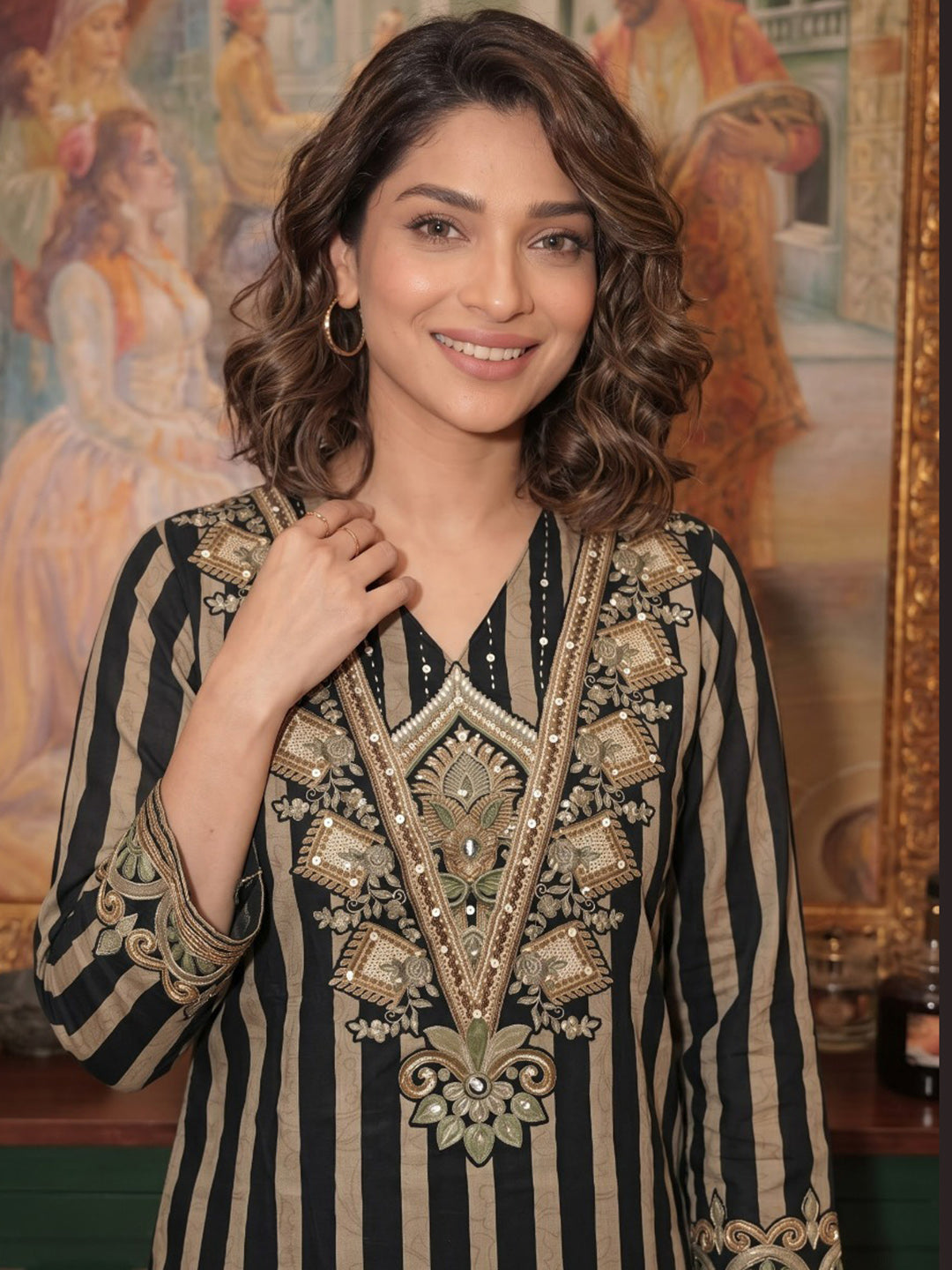 Black Printed Muslin Kurta Set