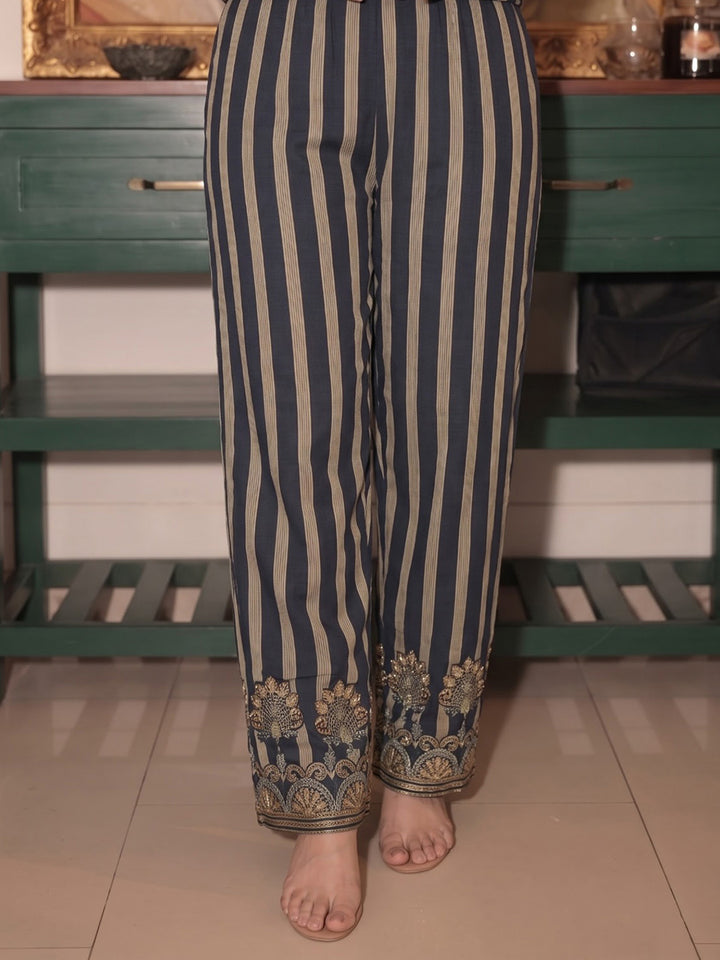Blue Printed Muslin Kurta Set