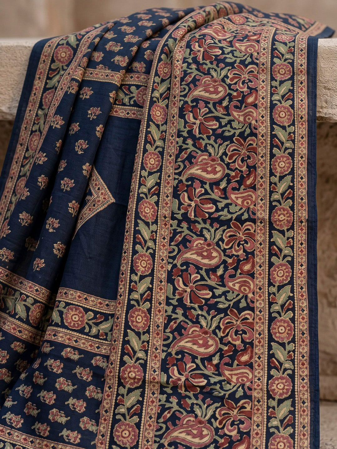 Blue Printed Cotton Blend Kurta With Pant &amp; Dupatta