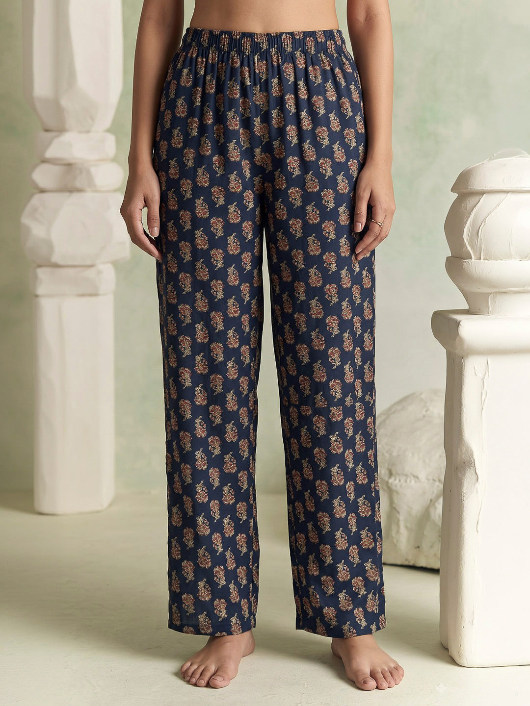 Blue Printed Cotton Blend Kurta With Pant &amp; Dupatta