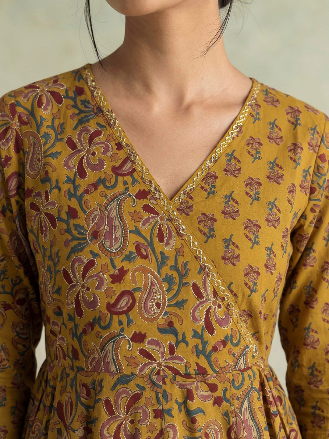 Yellow Printed Cotton Blend Kurta With Pant &amp; Dupatta