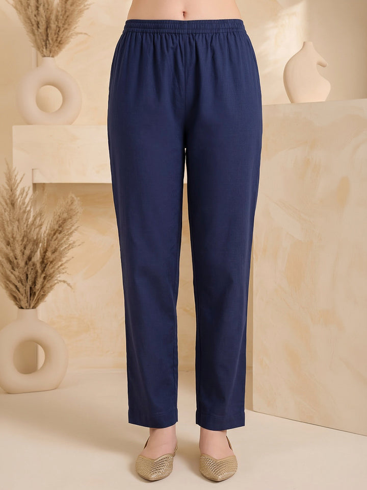 Blue Printed Cotton Blend Kurta With Pant &amp; Dupatta