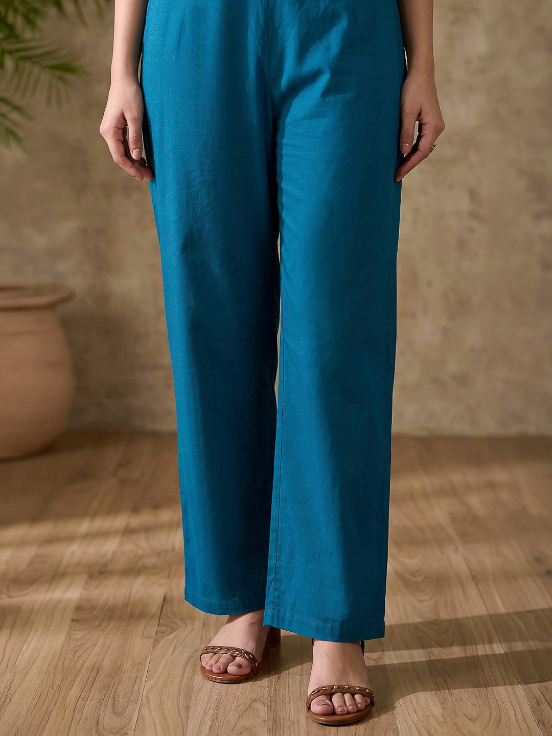 Blue Printed Cotton Blend Kurta With Pant &amp; Dupatta