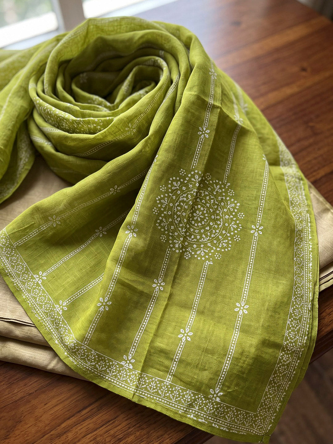 Green Printed Cotton Blend Kurta With Pant &amp; Dupatta