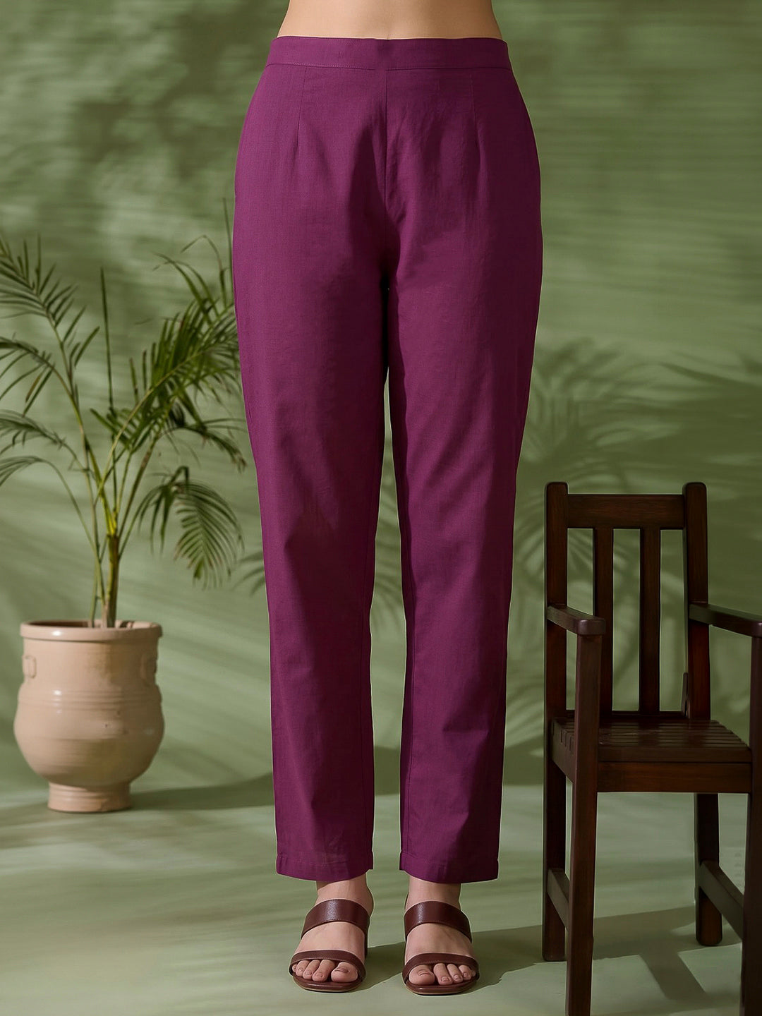 Maroon Printed Cotton Blend Kurta With Pant &amp; Dupatta