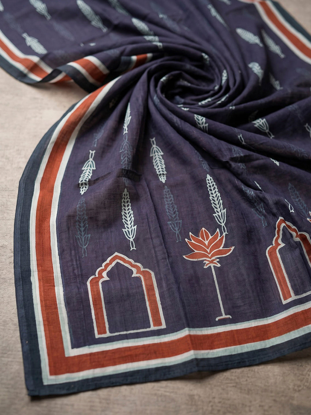 Blue Printed Cotton Blend Kurta With Pant &amp; Dupatta