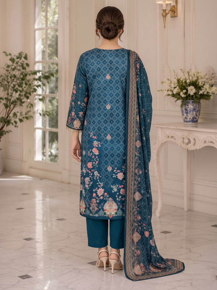 Blue Printed Muslin Kurta With Pant &amp; Dupatta