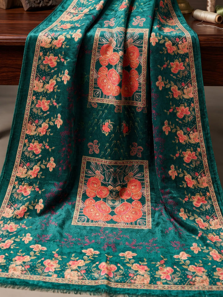 Green Printed Muslin Kurta With Pant &amp; Dupatta