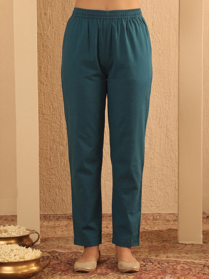 Blue Printed Cotton Blend Kurta With Pant &amp; Dupatta