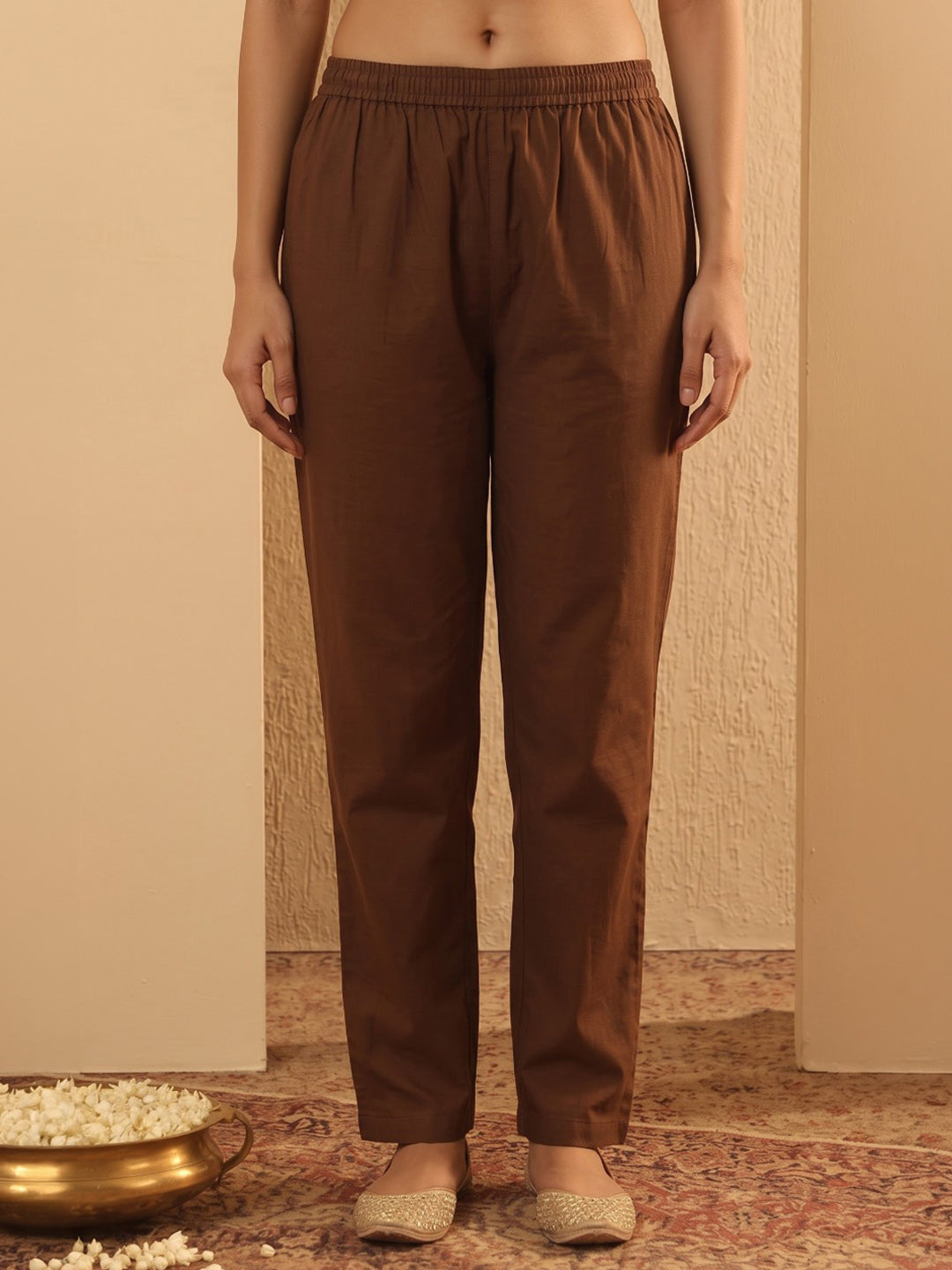 Brown Printed Cotton Blend Kurta With Pant &amp; Dupatta