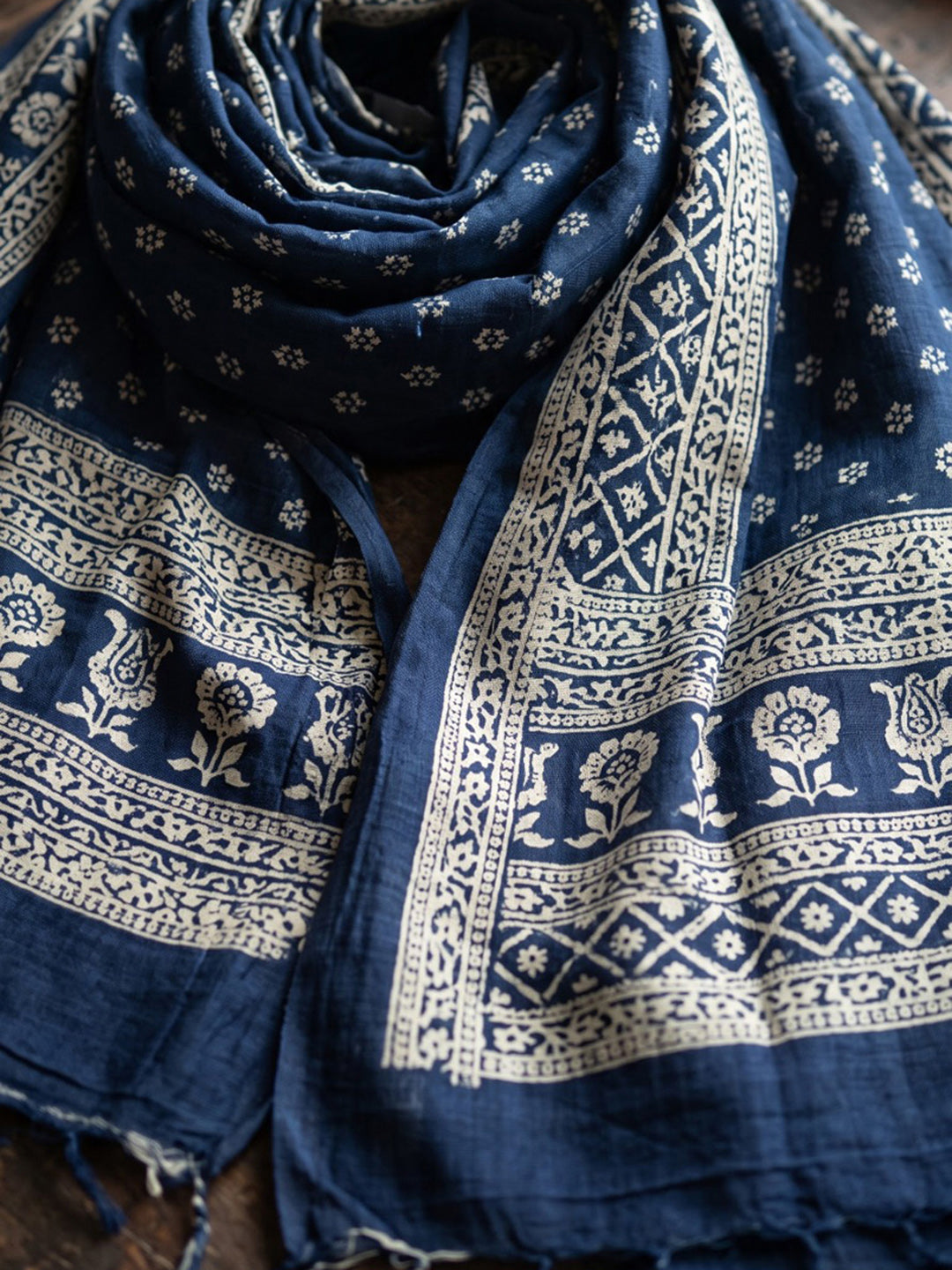 Blue Embroidered Cotton Blend Kurta With Pant &amp; Dupatta