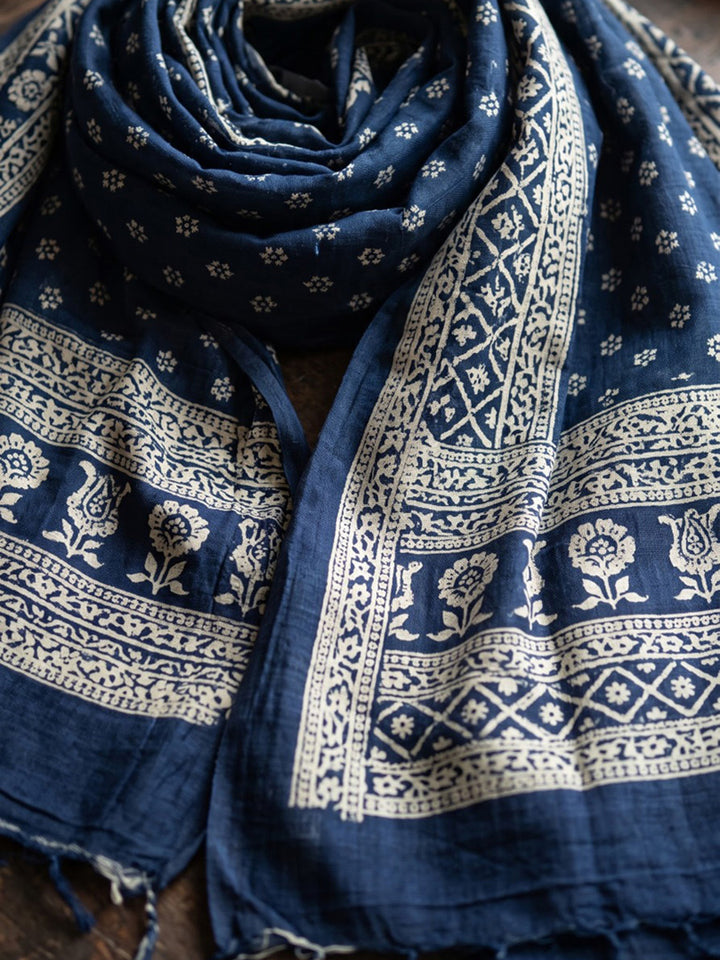 Blue Embroidered Cotton Blend Kurta With Pant &amp; Dupatta