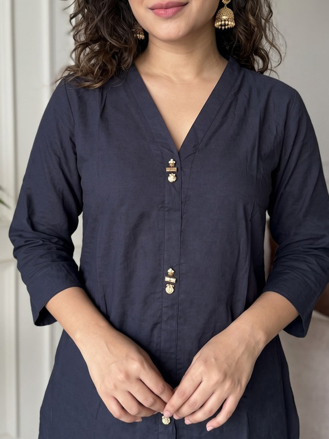 Blue Printed Muslin Kurta Set