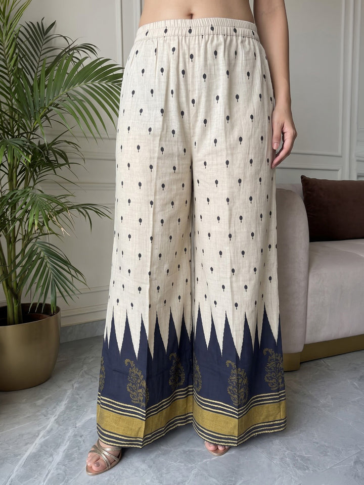 Blue Printed Muslin Kurta Set