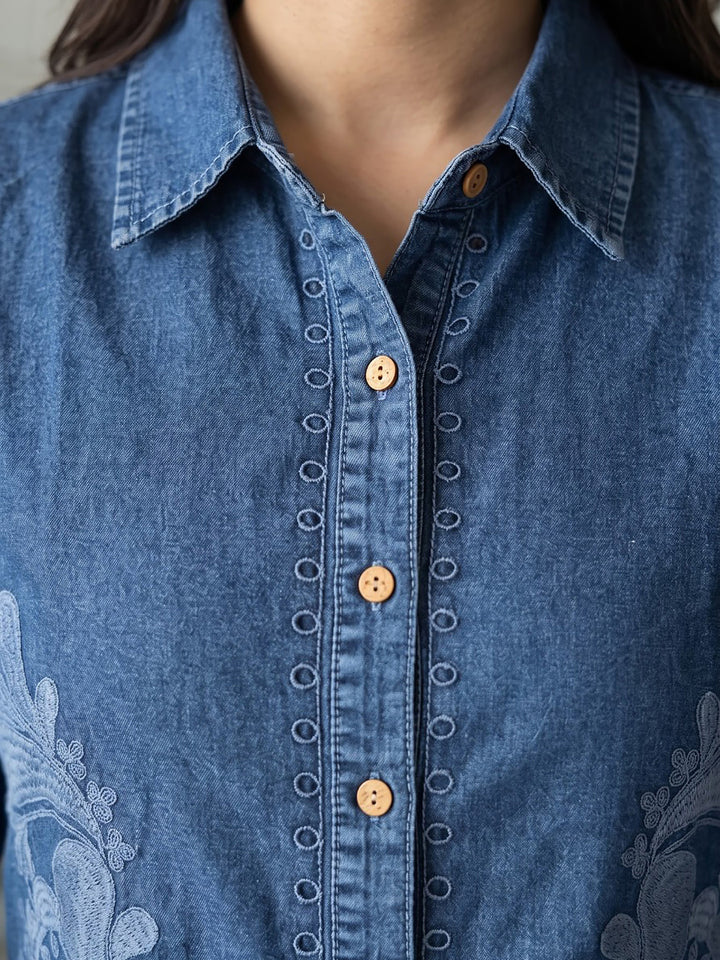 Blue Printed Cotton Blend Kurta Set