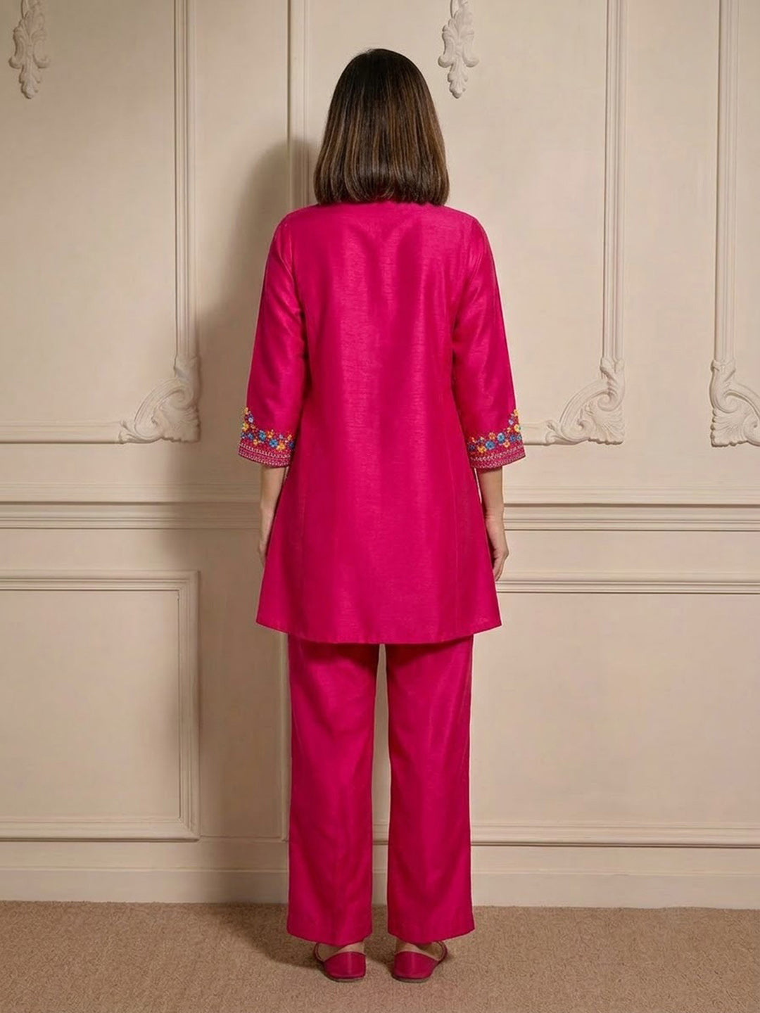 Rani Embroidered Chanderi Kurta Set