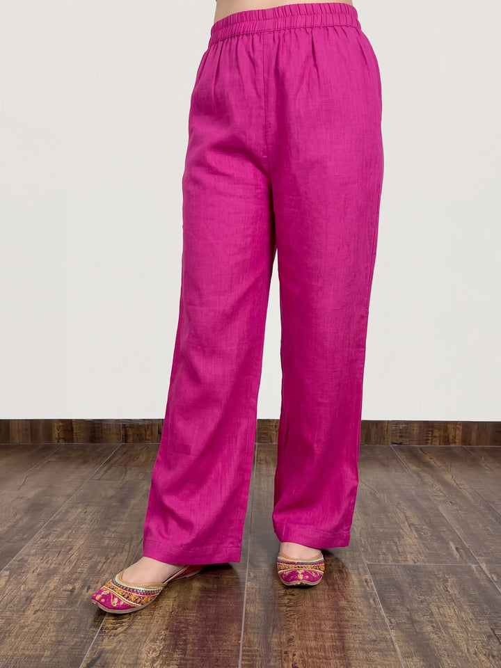 Pink Printed Chanderi Kurta Set