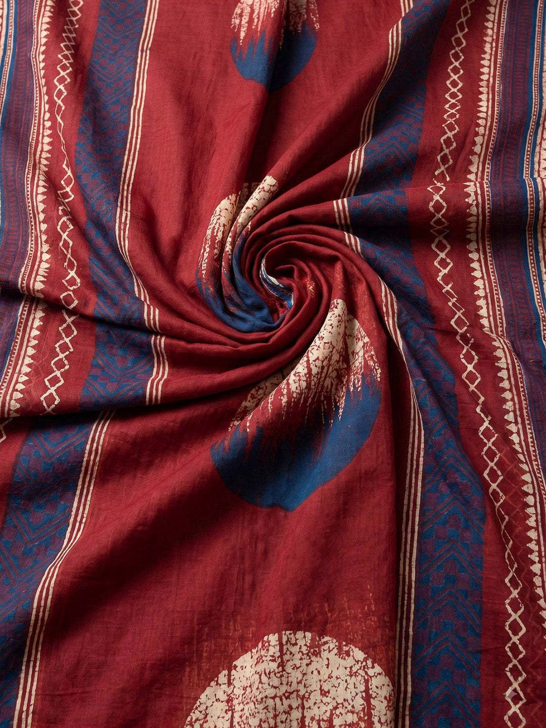 Maroon Printed Cotton Blend Kurta With Pant &amp; Dupatta