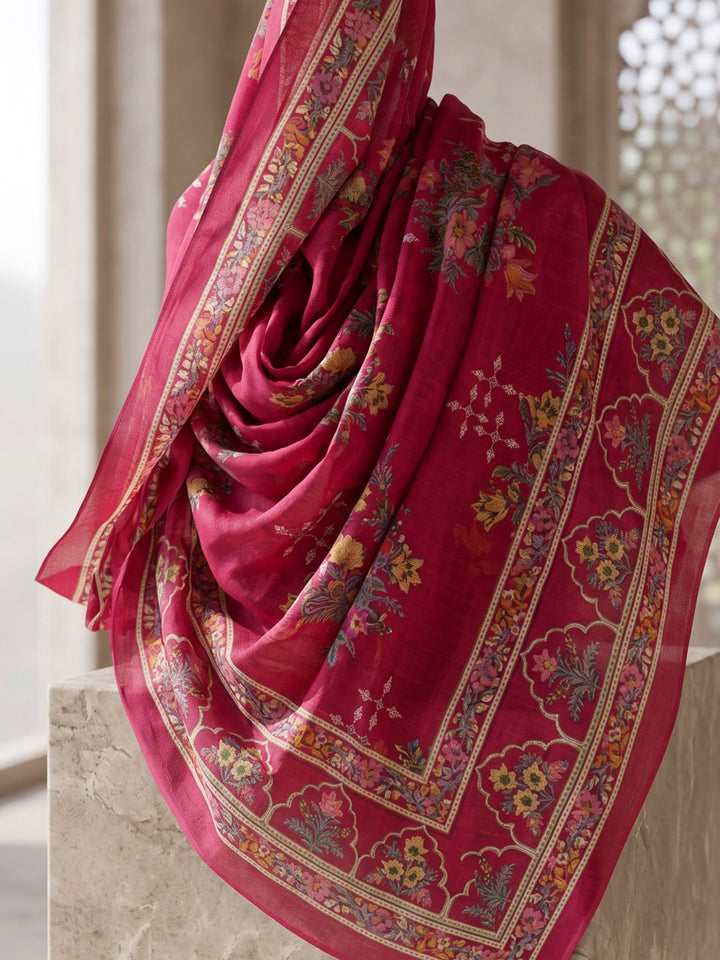 Rani Embroidered Cotton Blend Kurta With Pant &amp; Dupatta