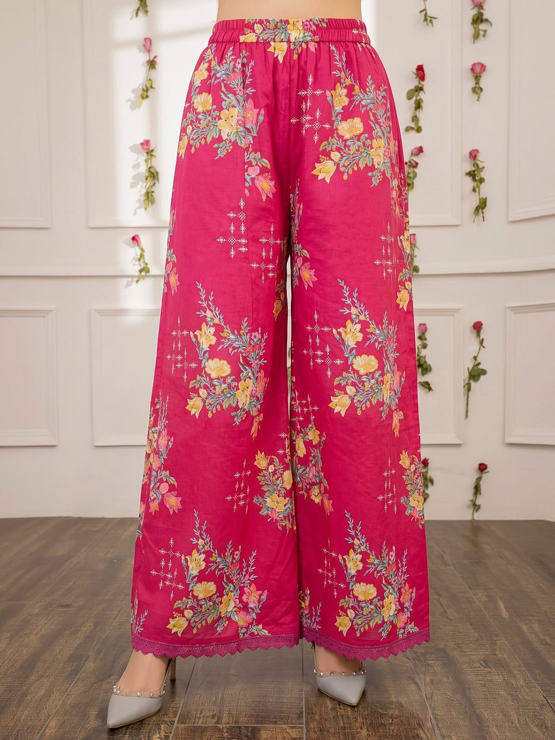 Rani Embroidered Cotton Blend Kurta With Pant &amp; Dupatta