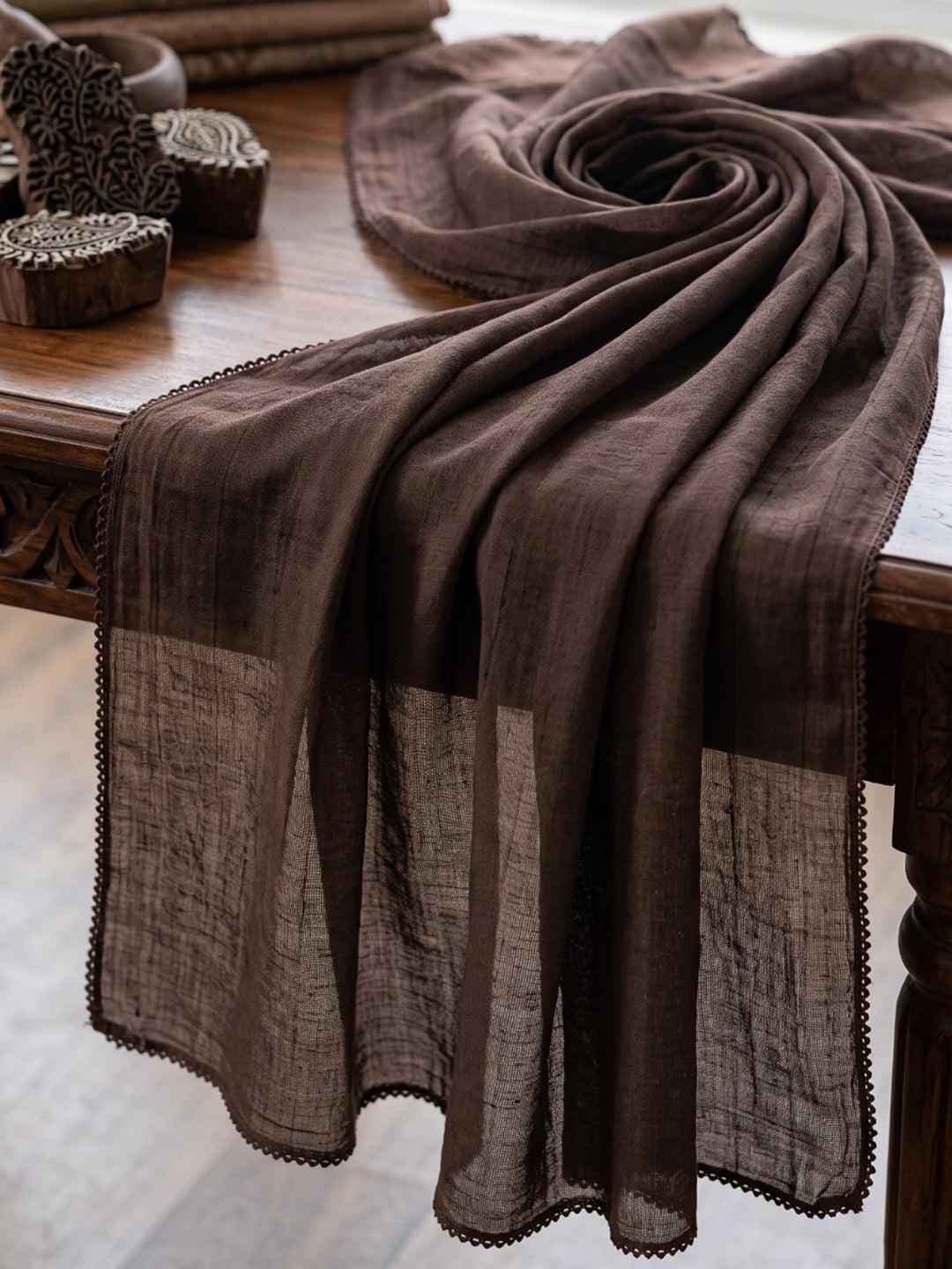 Brown Printed Cotton Blend Kurta With Pant &amp; Dupatta