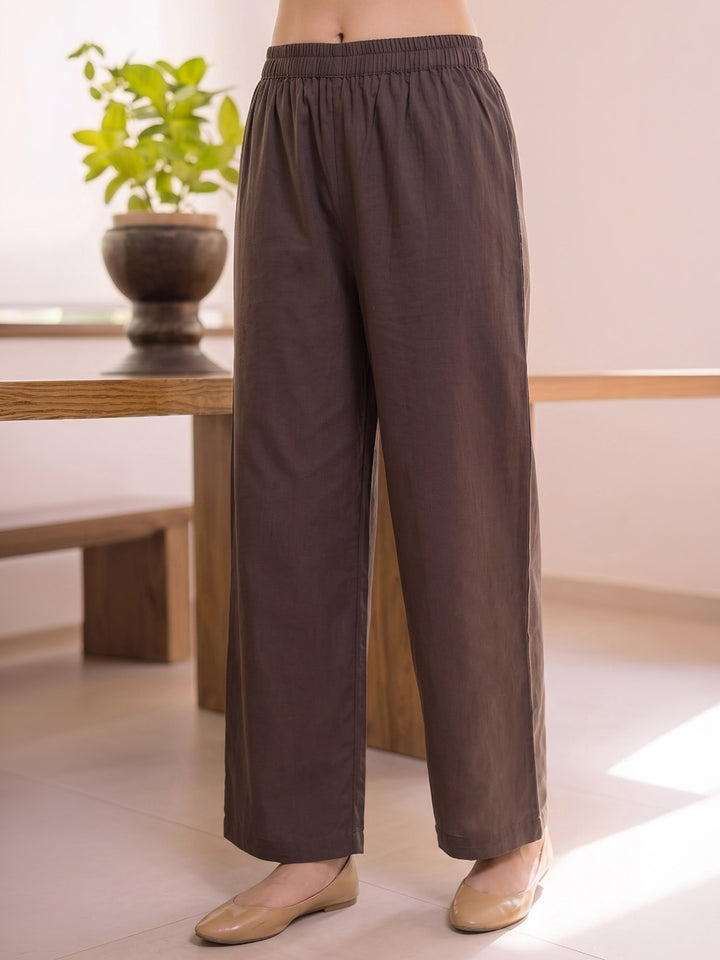 Brown Printed Cotton Blend Kurta With Pant &amp; Dupatta