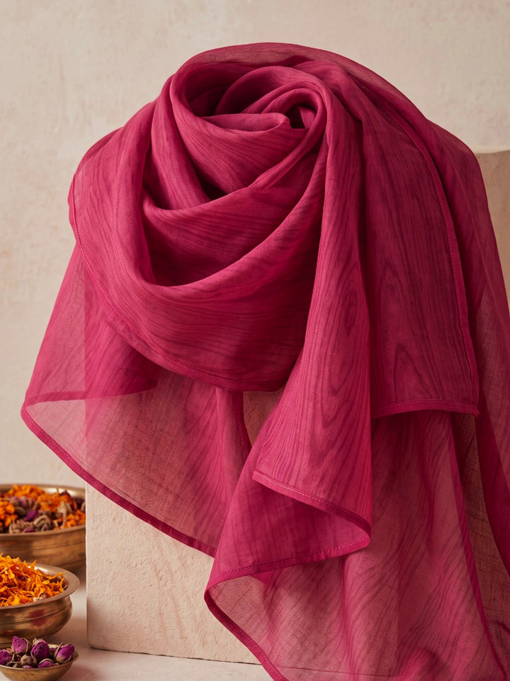Maroon Printed Cotton Blend Kurta With Pant &amp; Dupatta