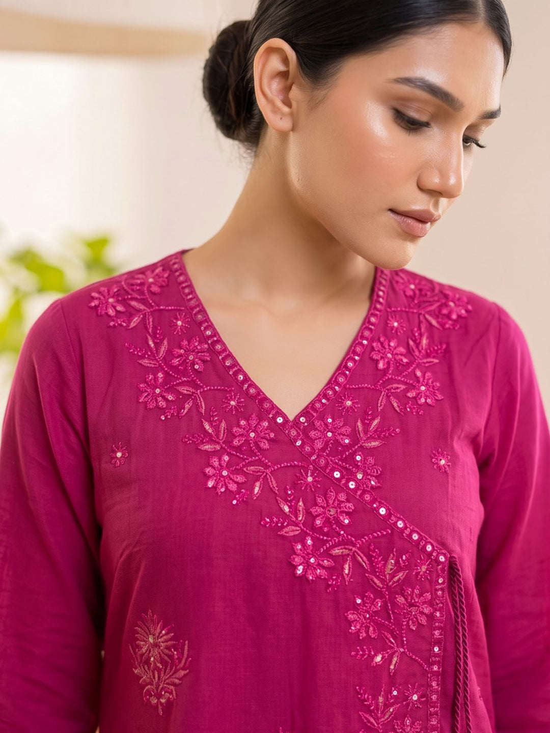 Pink Printed Cotton Blend Kurta With Pant &amp; Dupatta