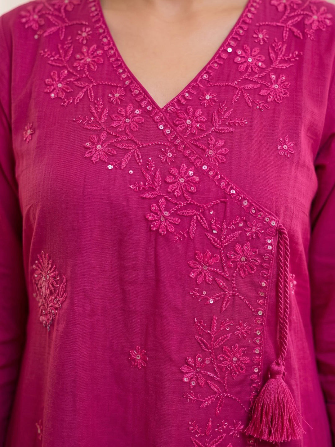 Pink Printed Cotton Blend Kurta With Pant &amp; Dupatta