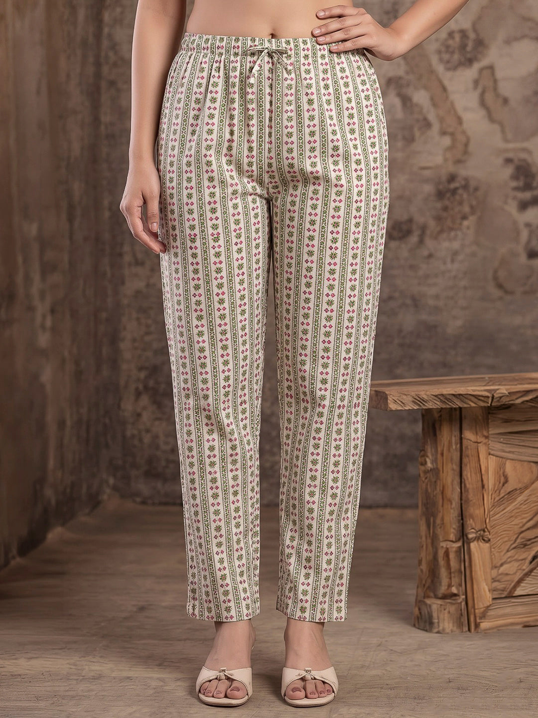 Pink Printed Cotton Blend Kurta With Pant &amp; Dupatta