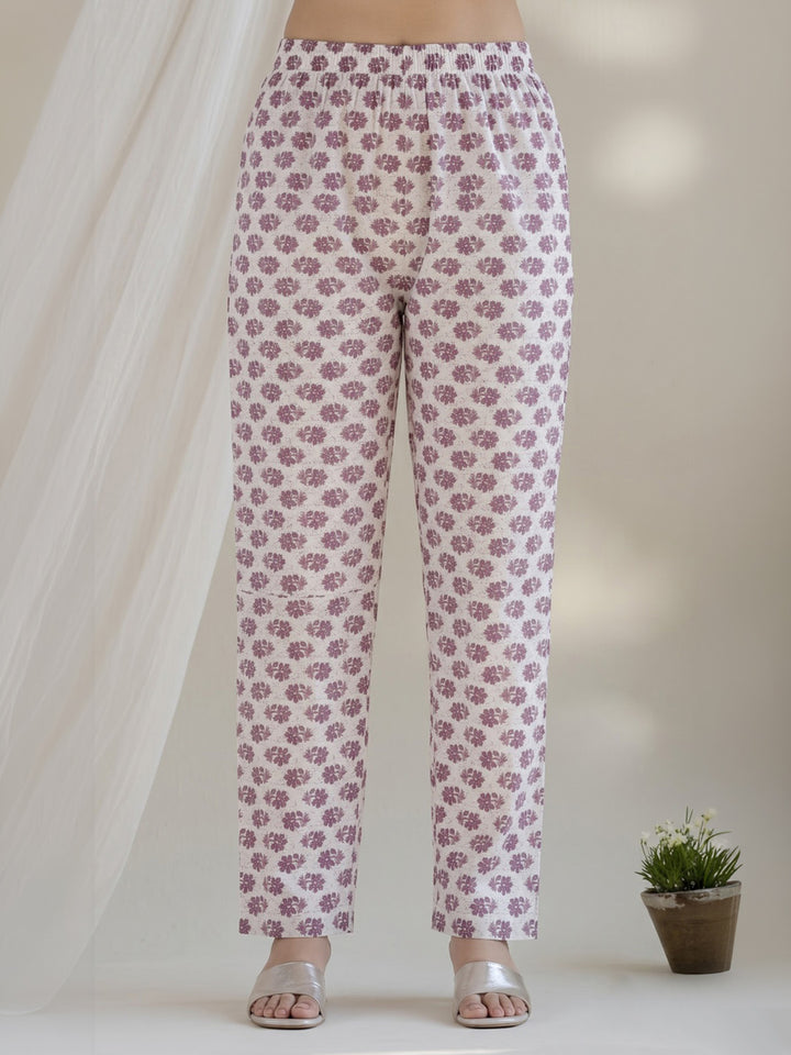 Onion Pink Printed Cotton Blend Kurta With Pant &amp; Dupatta