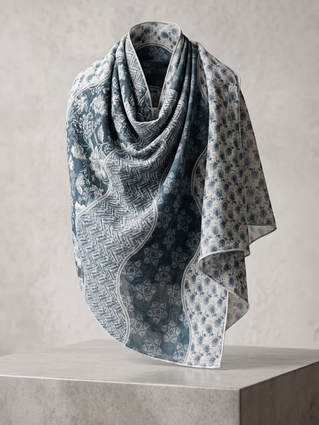 Blue Lt Printed Cotton Blend Kurta With Pant &amp; Dupatta