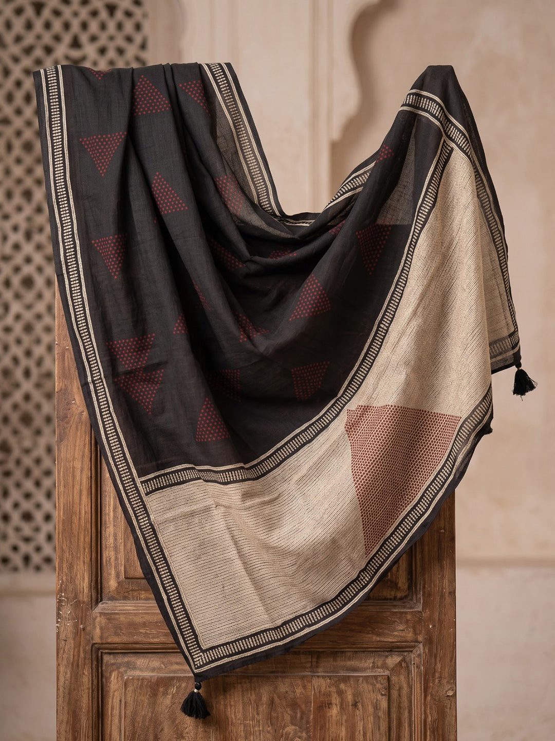 Maroon Printed Cotton Blend Kurta With Pant &amp; Dupatta