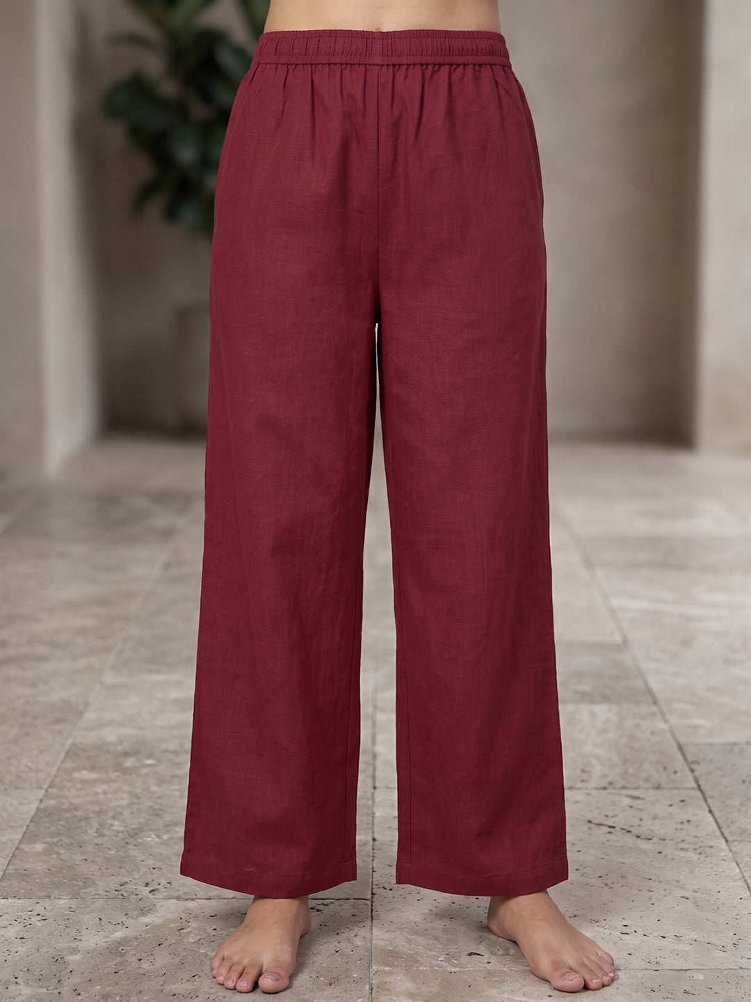 Maroon Printed Cotton Blend Kurta With Pant &amp; Dupatta