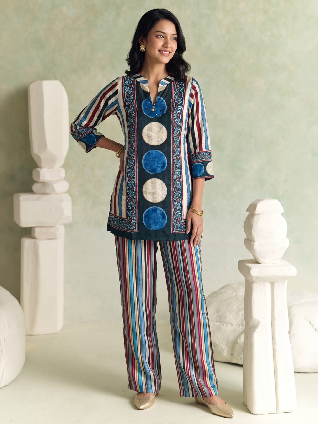 Black Printed Crepe Kurta Set