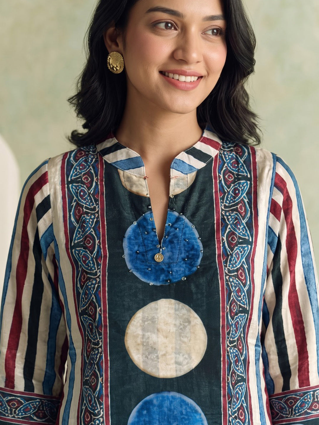 Black Printed Crepe Kurta Set
