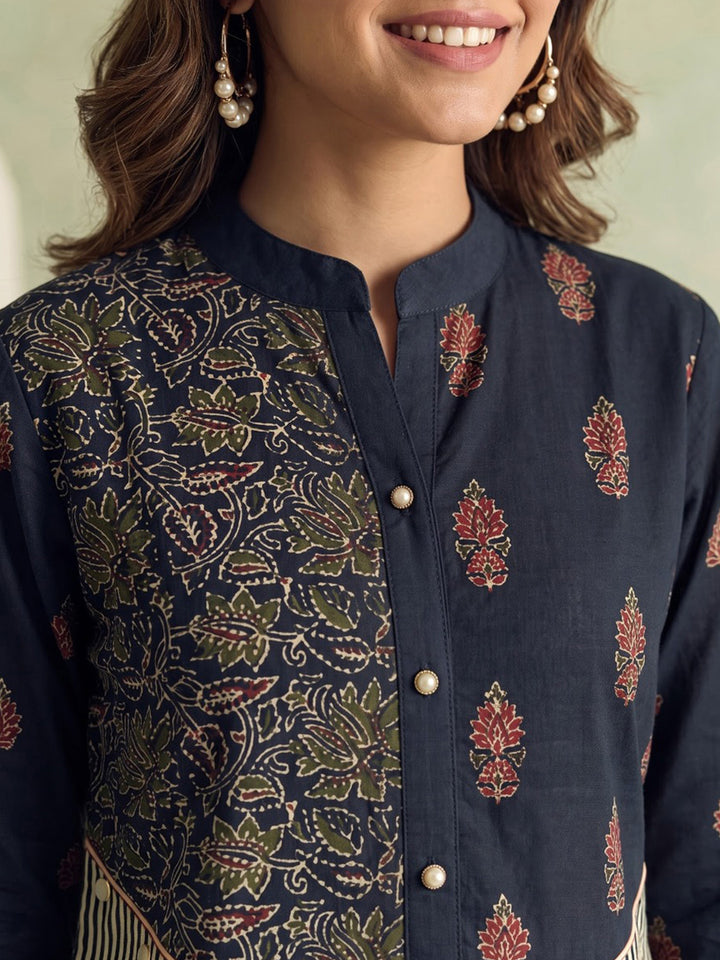 Black Printed Crepe Kurta Set